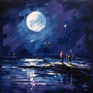 月夜油画