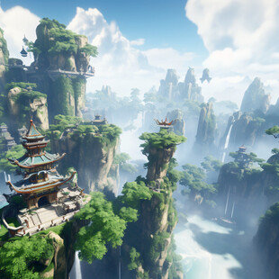 宫殿楼阁仙境仙人大殿