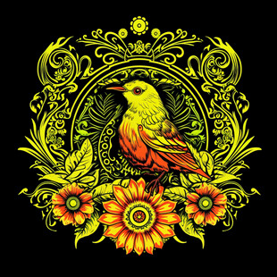 欧美风格鸟花卉