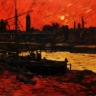 港湾油画