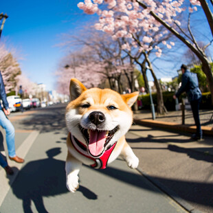 日本柴犬遛狗