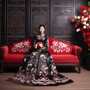 中式婚礼女子坐像