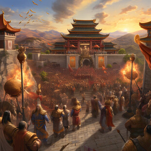 万箭齐射城门场景