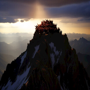 壮美大山日出全景