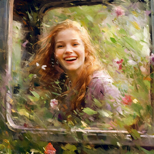 手绘花房女孩插画