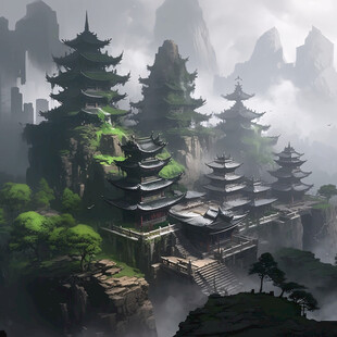 宫殿楼阁仙境仙人大殿