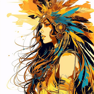 印第安女孩插画