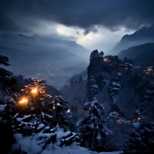 山村夜景灯光