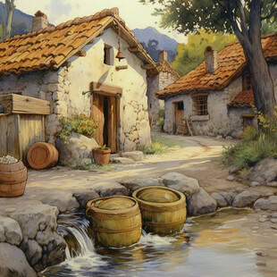 乡村场景插画