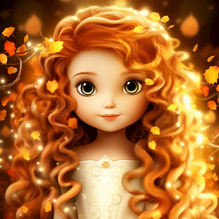 卡通可爱红发小姐姐