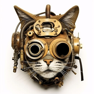 戴着蒸汽朋克护目镜的猫