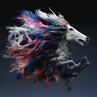 现代插画抽象马素材