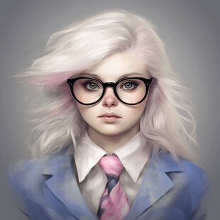 插画人物戴眼镜女孩