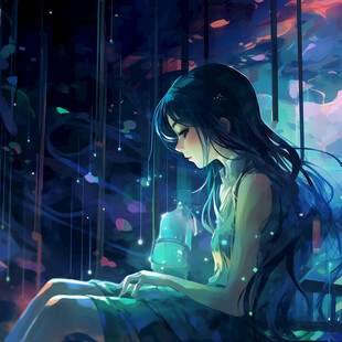 梦幻唯美蓝色系少女