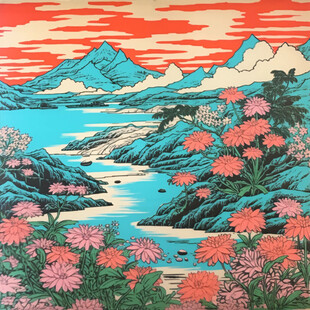 工笔山水画重彩风景画