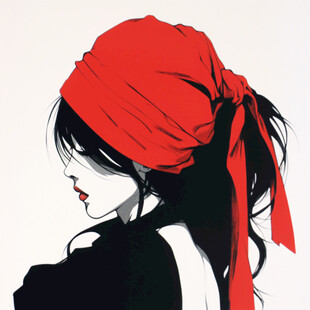 红衣美人插画