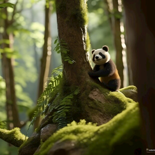 写实熊猫插画