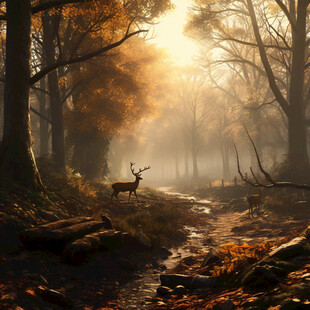 梦幻林中鹿桃花源