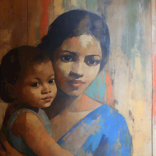 怀抱孩子母亲像