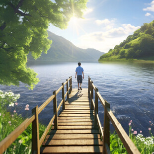 湖畔栈道风景