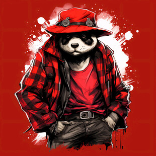 街头酷帅熊猫卡通