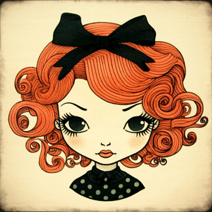 卡通可爱红发小姐姐