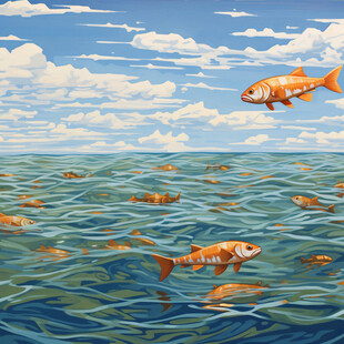大海中的鱼插画
