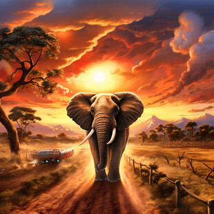 非洲动物迁徙场景