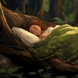 治愈系女孩睡觉春困