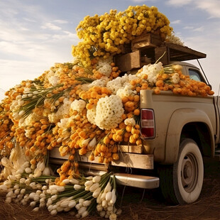 装鲜花的货车