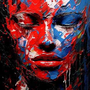 人脸色块拼接装饰画