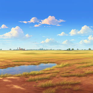 稻田风景插画