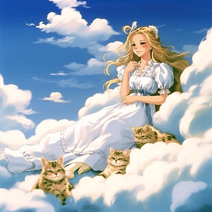 抱猫美女猫插画