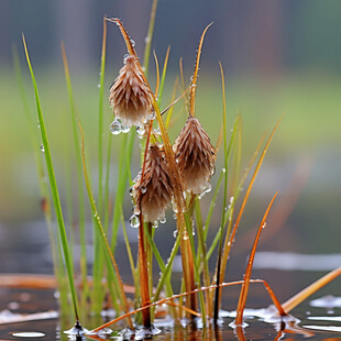 水珠与枯草