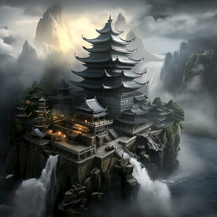 宫殿楼阁仙境仙人大殿