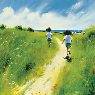 花田里奔跑的女孩