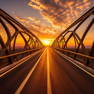 晨曦太阳风光桥梁