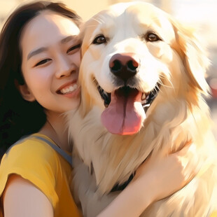 抱宠物的女生