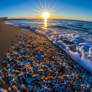 海边夕阳落日风景冰凌