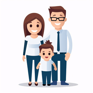 一家三口卡通画象