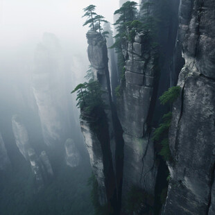 陡峭深渊山峰