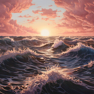 波涛海浪插画