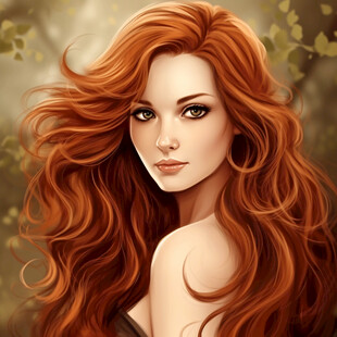 红色头花少女长发