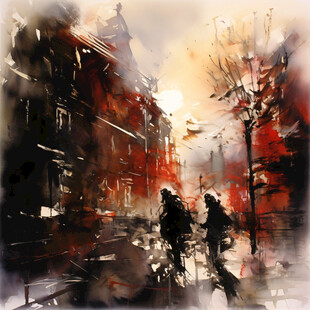 伦敦水墨艺术装饰画