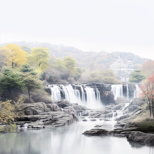 瀑布山水流水生财