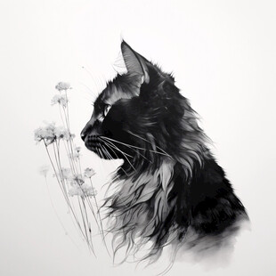 小黑猫插画