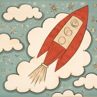 卡通火箭插画