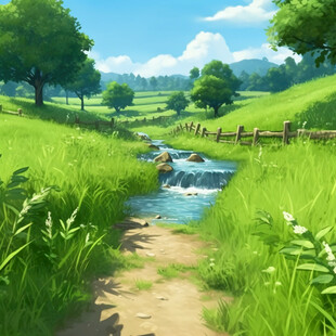 青草地小河