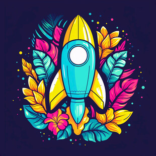 卡通火箭插画