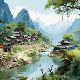 古风山水场景